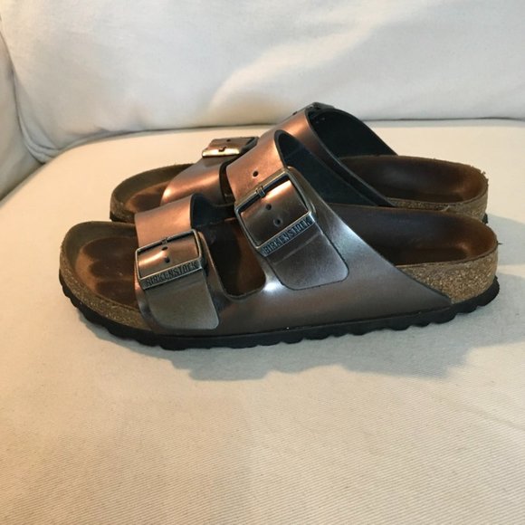 Birkenstock Arizona Metallic Gray Sandal - Picture 2 of 6